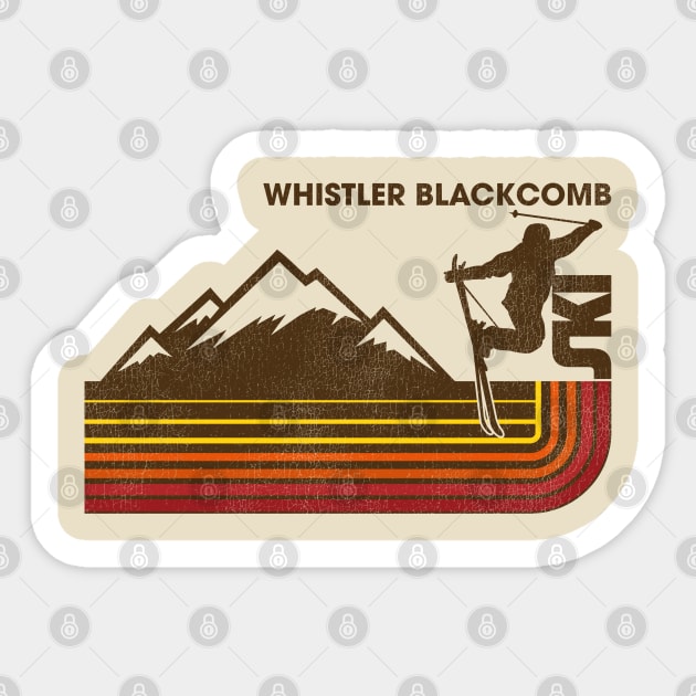 Retro 70s Stripe Ski Whistler Blackcomb Sticker by darklordpug